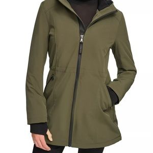 Women's Hooded Faux-Fur-Lined Anorak Raincoat